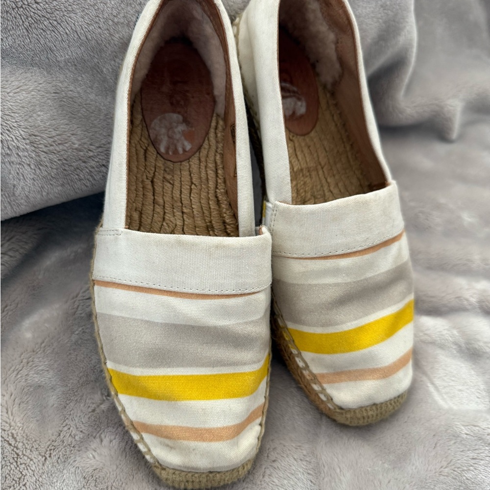 Striped Espadrilles with Yellow Accents